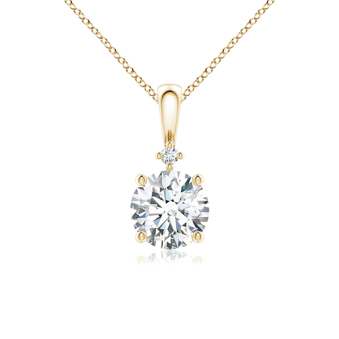 IGI Certified 1.0ct Round Brilliant Cut Lab-Grown Diamond Solitaire Pendant Necklace in 14K Yellow Gold (J-K, Clarity SI2-I1), 40.64cm - 45.72cm Adjustable - Gold Choice